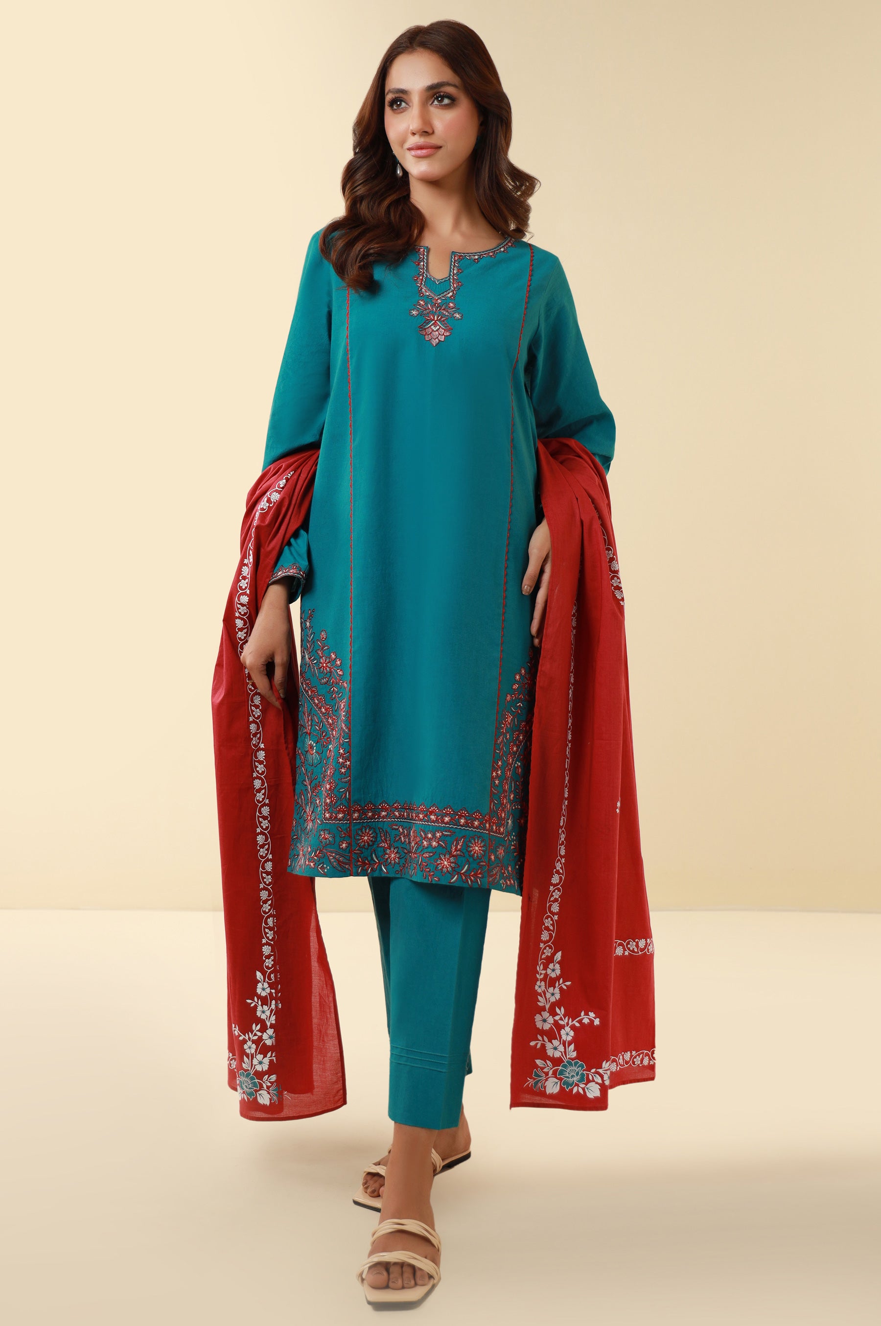 Stitched 3 Piece Embroidered Lawn Suit